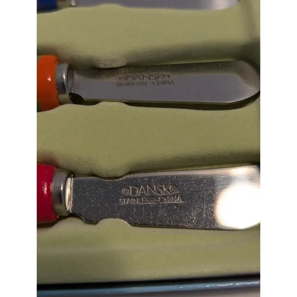 Dansk Caribe Set Of 4 Spreaders Ceramic Handles Colorful Party